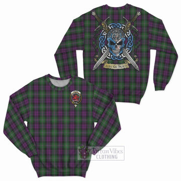 Wilson Tartan Sweatshirt with Family Crest Celtic Skull Style Unisex - Tartan Vibes Clothing