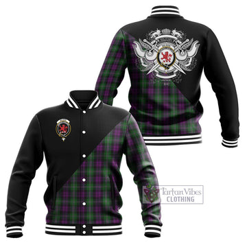 Wilson Tartan Baseball Jacket with Family Crest and Military Logo Style Unisex - Tartan Vibes Clothing