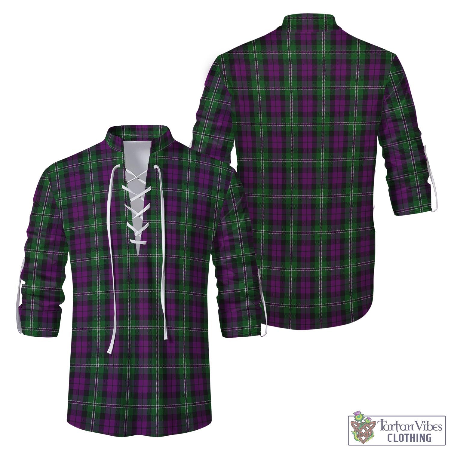 Tartan Vibes Clothing Wilson Tartan Men's Scottish Traditional Jacobite Ghillie Kilt Shirt