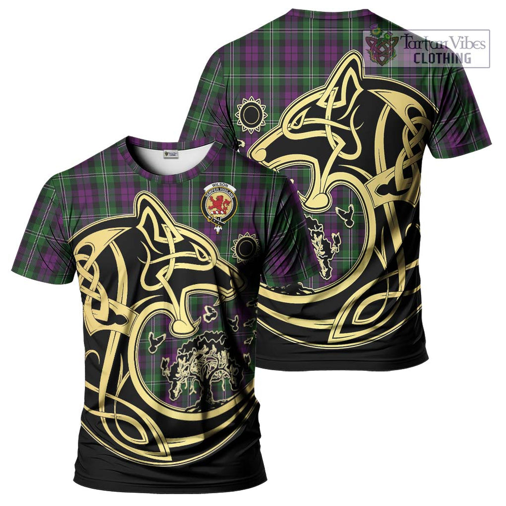 Wilson Tartan T-Shirt with Family Crest Celtic Wolf Style Kid's Shirt - Tartan Vibes Clothing