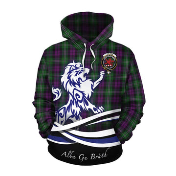 Wilson Tartan Cotton Hoodie with Alba Gu Brath Regal Lion Emblem