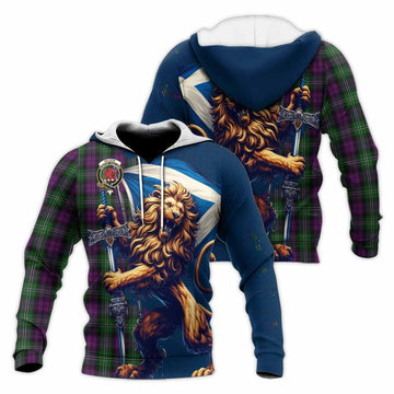 Wilson Tartan Family Crest Knitted Hoodie with Scottish Majestic Lion