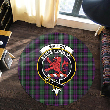 Wilson Tartan Round Rug with Family Crest Premium Round Rug - Tartan Vibes Clothing