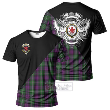 Wilson Tartan T-Shirt with Family Crest and Military Logo Style