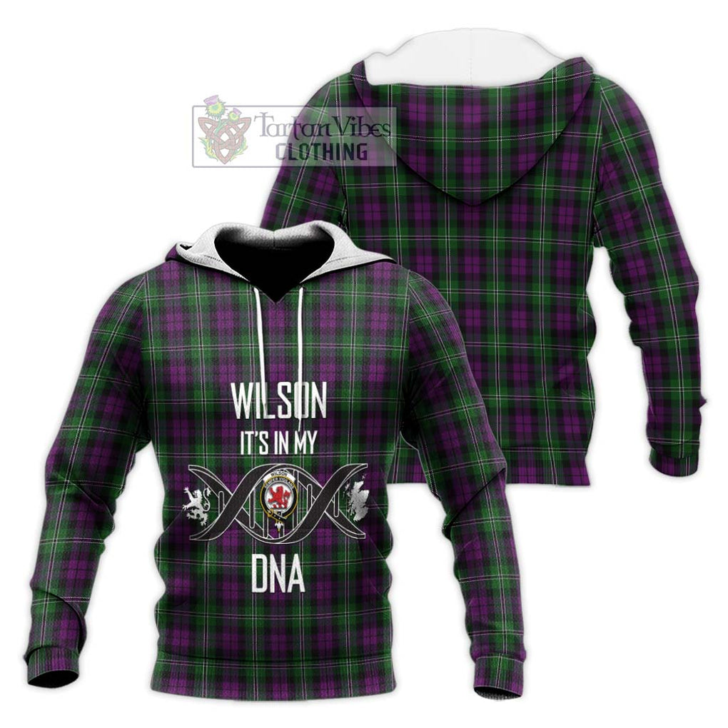 Wilson Tartan Knitted Hoodie with Family Crest DNA In Me Style Unisex Knitted Pullover Hoodie - Tartanvibesclothing Shop