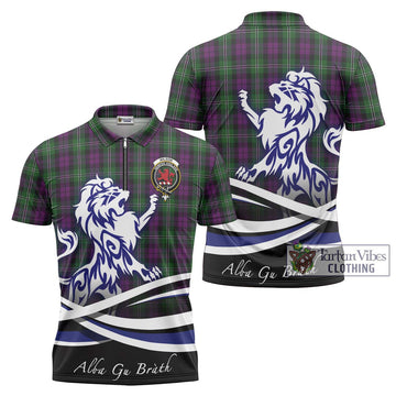 Wilson Tartan Zipper Polo Shirt with Alba Gu Brath Regal Lion Emblem