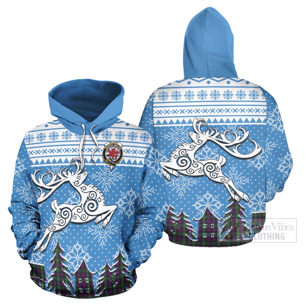 Tartan Vibes Clothing Wilson Clan Christmas Hoodie Celtic Reindeer Style