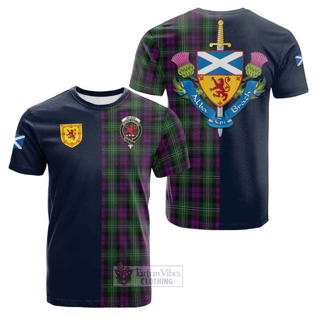 Tartan Vibes Clothing Wilson Tartan Cotton T-shirt with Scottish Lion Royal Arm Half Style