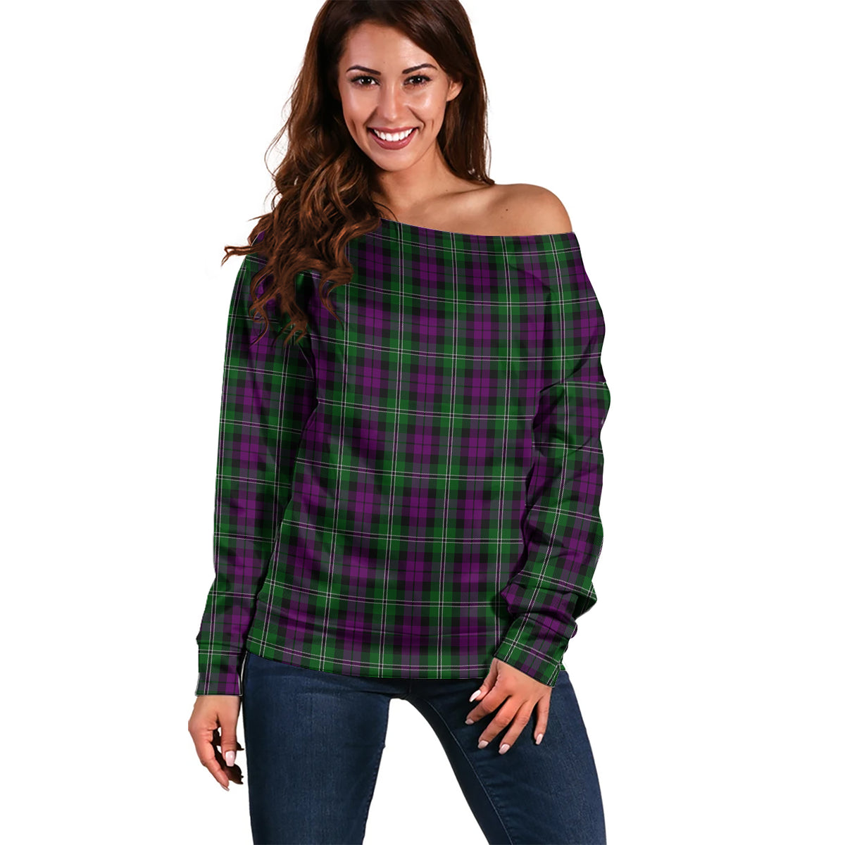 Wilson Tartan Off Shoulder Women Sweater Women - Tartan Vibes Clothing