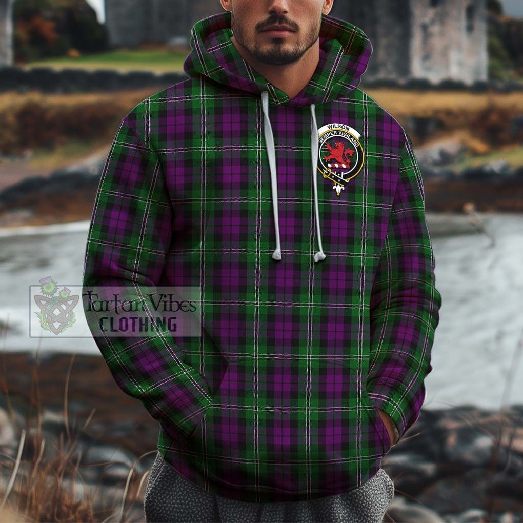 Wilson Tartan Cotton Hoodie with Family Crest Pullover Hoodie XS - Tartan Vibes Clothing