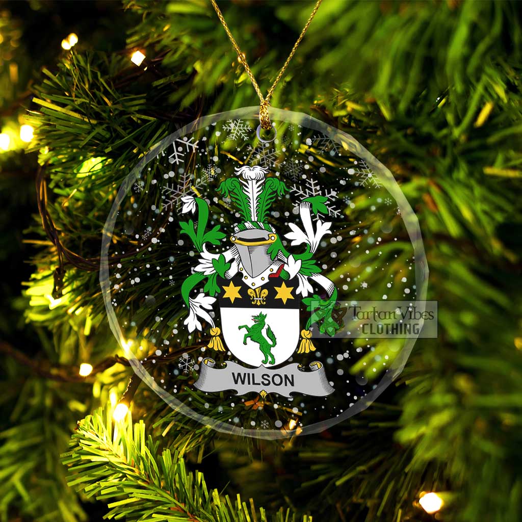 Tartan Vibes Clothing Wilson Irish Clan Christmas Glass Ornament with Coat of Arms