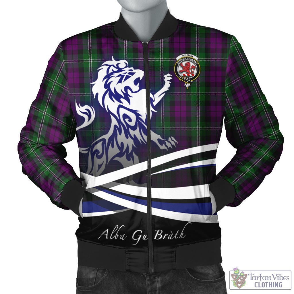 Wilson Tartan Bomber Jacket with Alba Gu Brath Regal Lion Emblem Unisex - Tartan Vibes Clothing