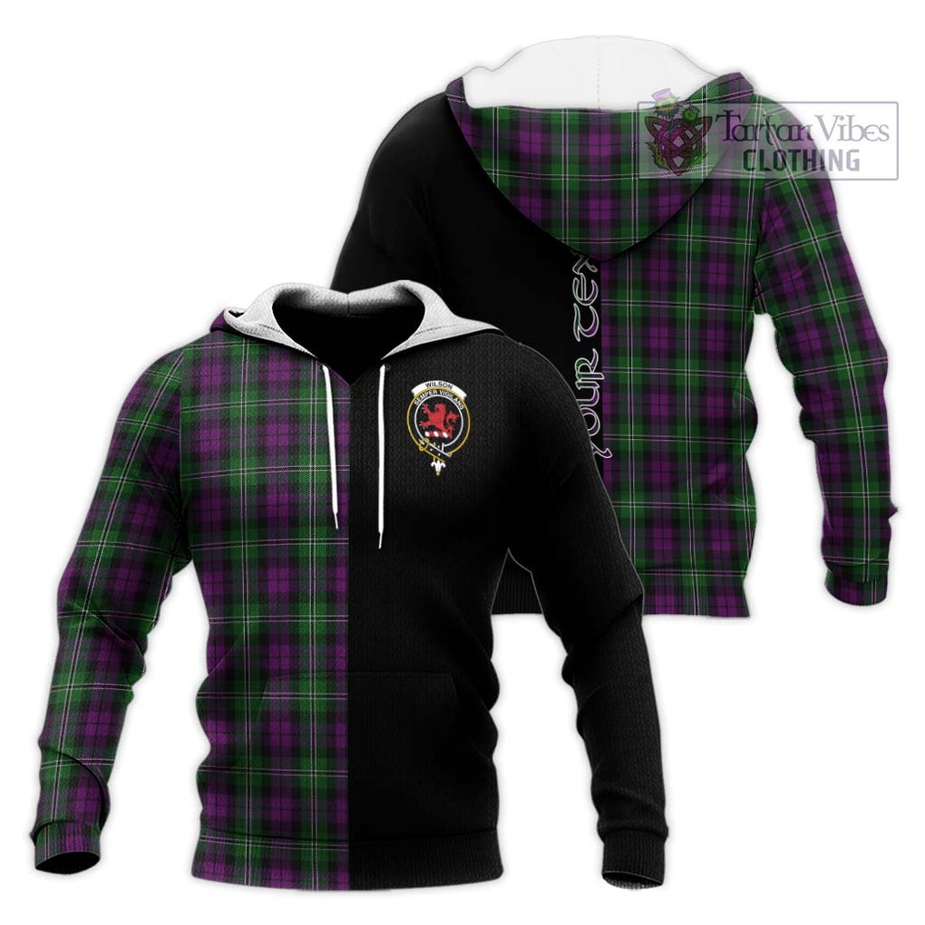 Wilson Tartan Knitted Hoodie with Family Crest and Half Of Me Style Unisex Knitted Pullover Hoodie - Tartanvibesclothing Shop