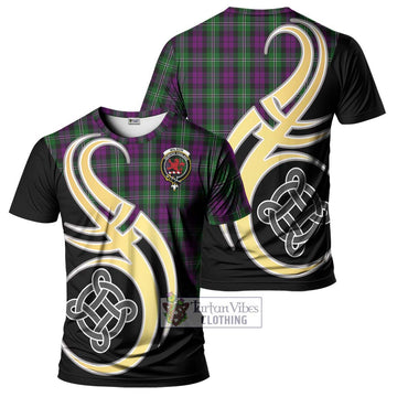 Wilson Tartan T-Shirt with Family Crest and Celtic Symbol Style