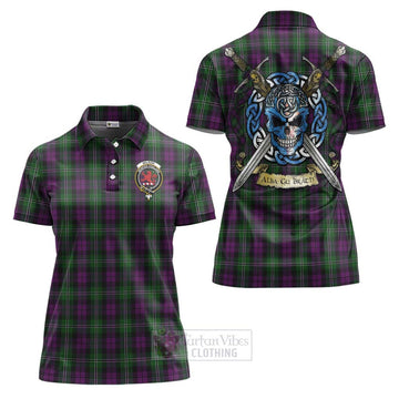 Wilson Tartan Women's Polo Shirt with Family Crest Celtic Skull Style Women - Tartan Vibes Clothing