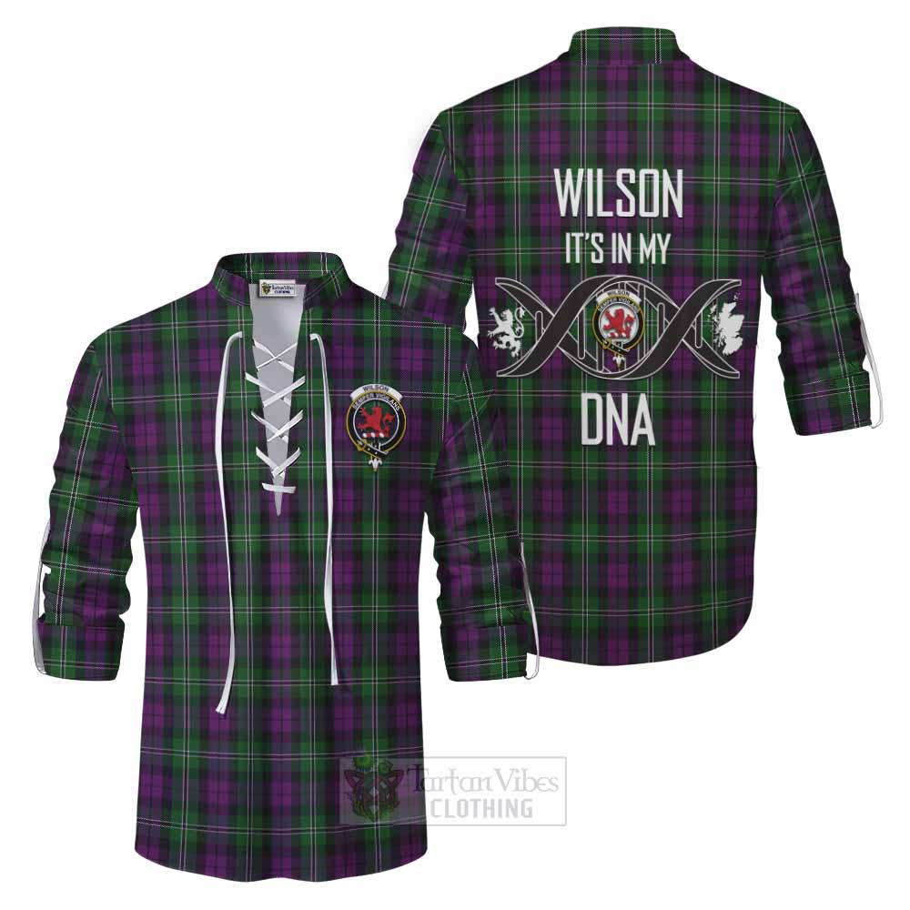 Tartan Vibes Clothing Wilson Tartan Ghillie Kilt Shirt with Family Crest DNA In Me Style