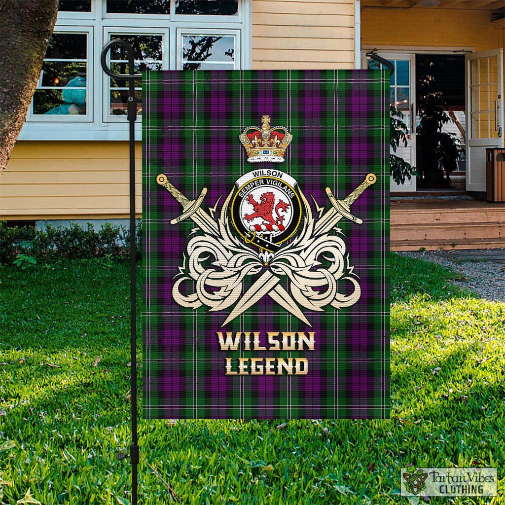 Tartan Vibes Clothing Wilson Tartan Flag with Clan Crest and the Golden Sword of Courageous Legacy