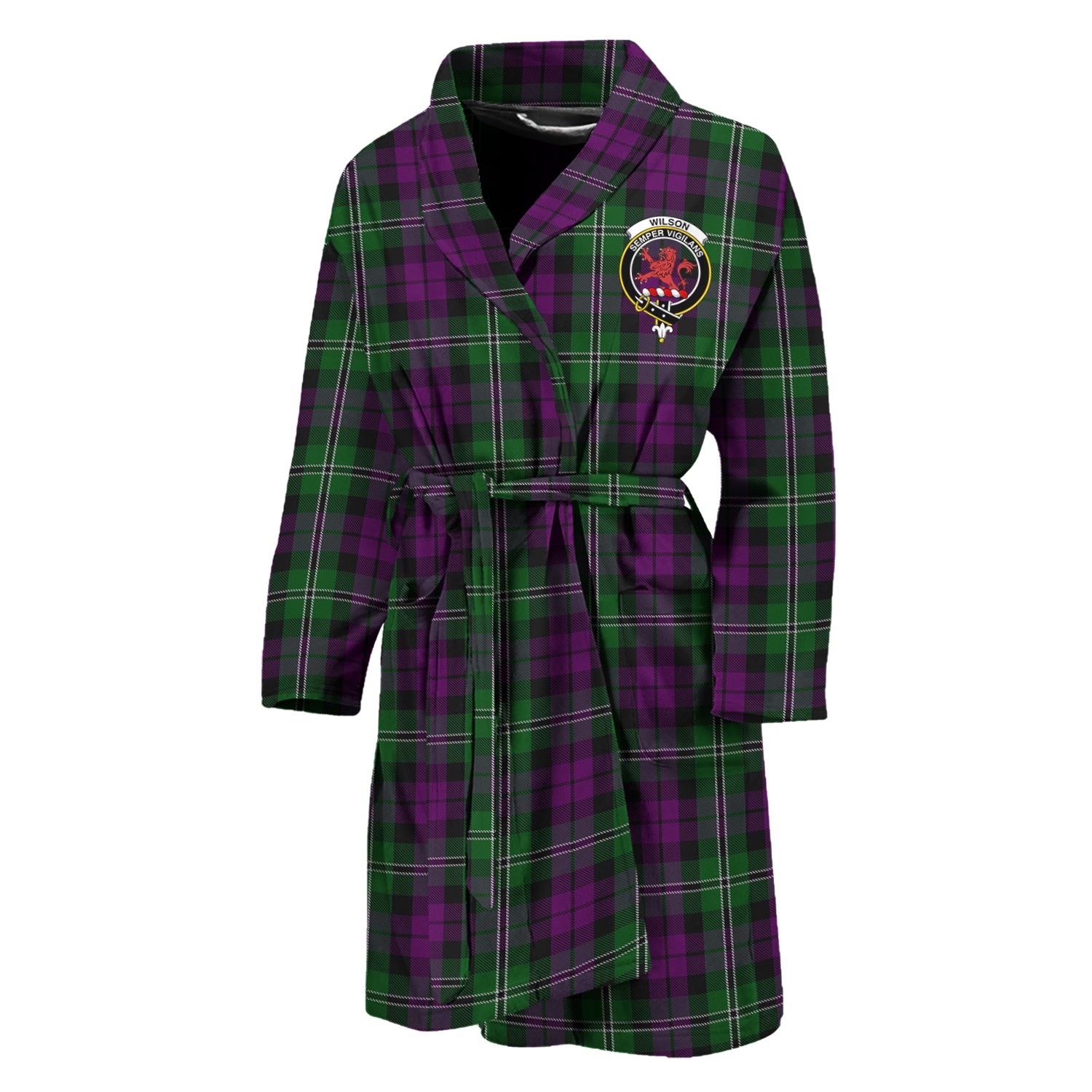 Wilson Tartan Bathrobe with Family Crest Unisex M - Tartan Vibes Clothing