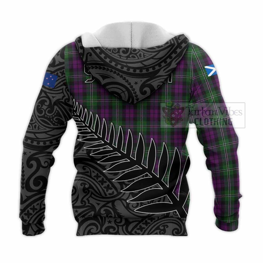 Tartan Vibes Clothing Wilson Crest Tartan Knitted Hoodie with New Zealand Silver Fern Half Style