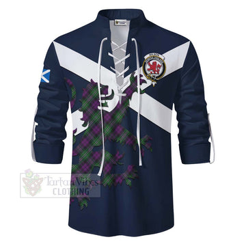 Wilson Tartan Lion Rampant Ghillie Kilt Shirt Proudly Display Your Heritage with Alba Gu Brath and Clan Name