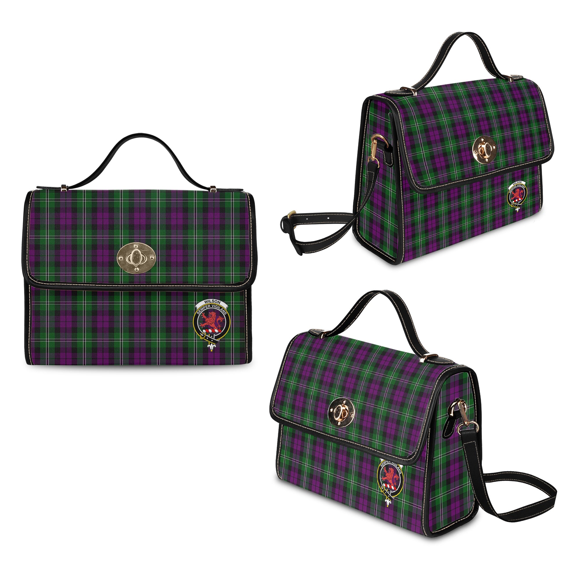 wilson-tartan-leather-strap-waterproof-canvas-bag-with-family-crest