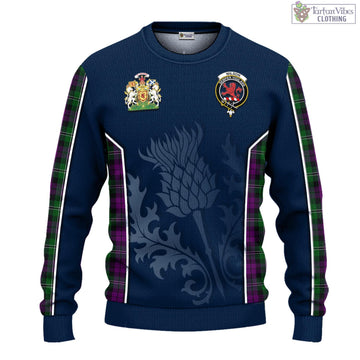 Wilson Tartan Knitted Sweatshirt with Family Crest and Scottish Thistle Vibes Sport Style