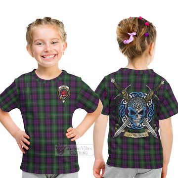 Wilson Tartan Kid T-Shirt with Family Crest Celtic Skull Style - Tartan Vibes Clothing