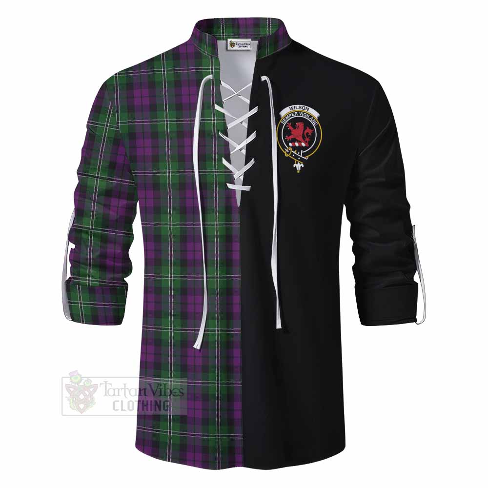 Tartan Vibes Clothing Wilson Tartan Ghillie Kilt Shirt with Family Crest and Half Of Me Style