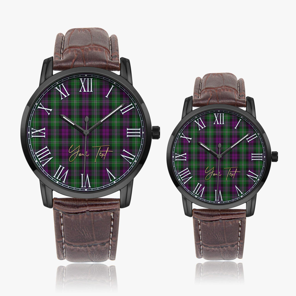 Wilson Tartan Personalized Your Text Leather Trap Quartz Watch - Tartan Vibes Clothing