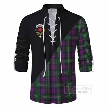 Wilson Tartan Ghillie Kilt Shirt with Family Crest and Military Logo Style