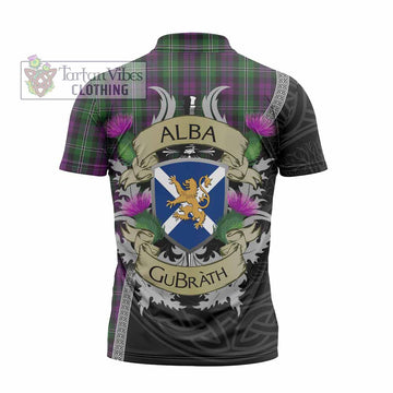 Wilson Tartan Family Crest Zipper Polo Shirt Lion Rampant Royal Thistle Shield Celtic Inspired - Tartan Vibes Clothing