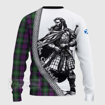 Wilson Tartan Clan Crest Knitted Sweater with Highlander Warrior Celtic Style