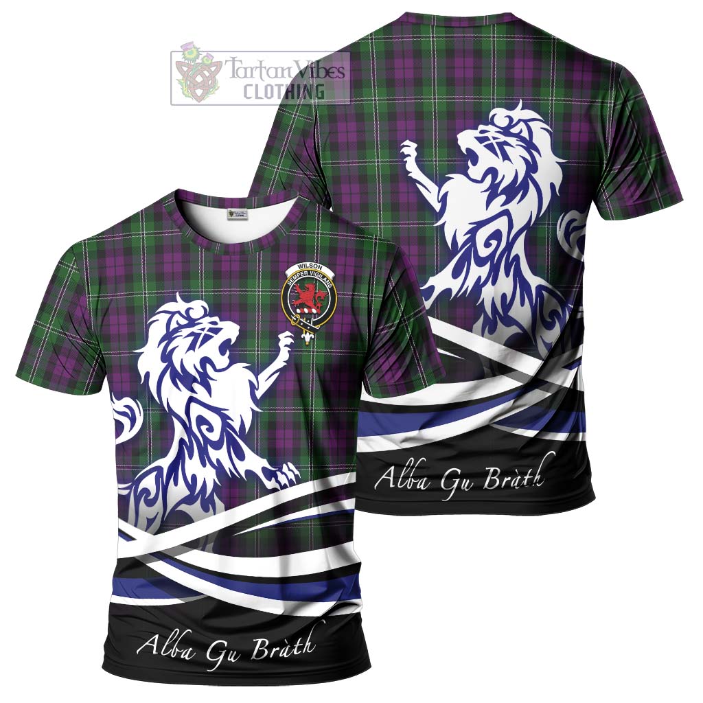 Tartan Vibes Clothing Wilson Tartan Cotton T-shirt with Alba Gu Brath Regal Lion Emblem