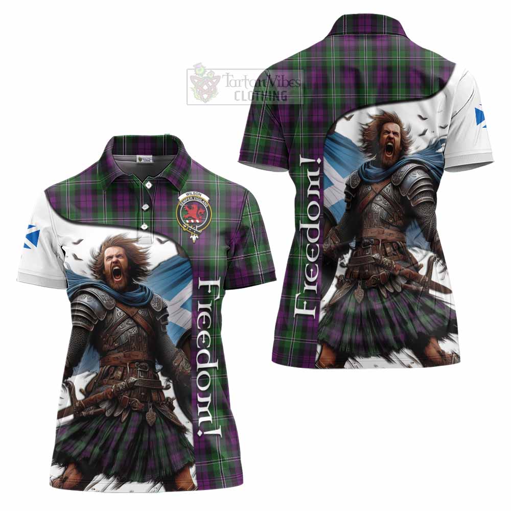 Tartan Vibes Clothing Wilson Crest Tartan Women's Polo Shirt Inspired by the Freedom of Scottish Warrior