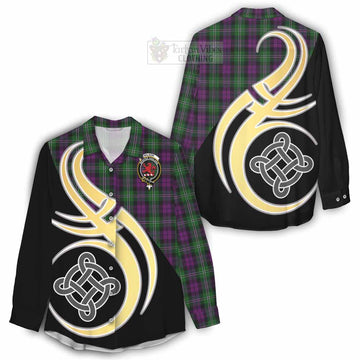 Wilson Tartan Women's Casual Shirt with Family Crest and Celtic Symbol Style