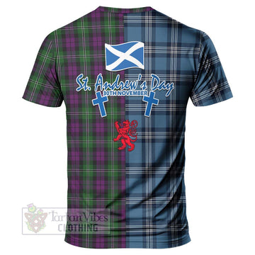 Wilson Tartan T-Shirt Happy St. Andrew's Day Half Tartan Style - Tartan Vibes Clothing