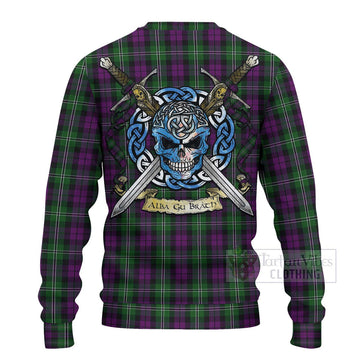 Wilson Tartan Ugly Sweater with Family Crest Celtic Skull Style