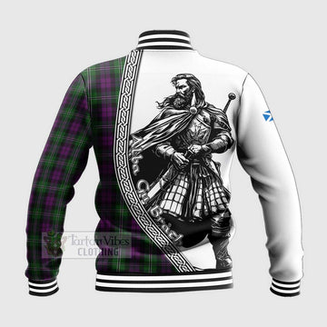Wilson Tartan Clan Crest Baseball Jacket with Highlander Warrior Celtic Style - Tartan Vibes Clothing