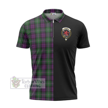Wilson Tartan Zipper Polo Shirt with Family Crest and Half Of Me Style - Tartan Vibes Clothing