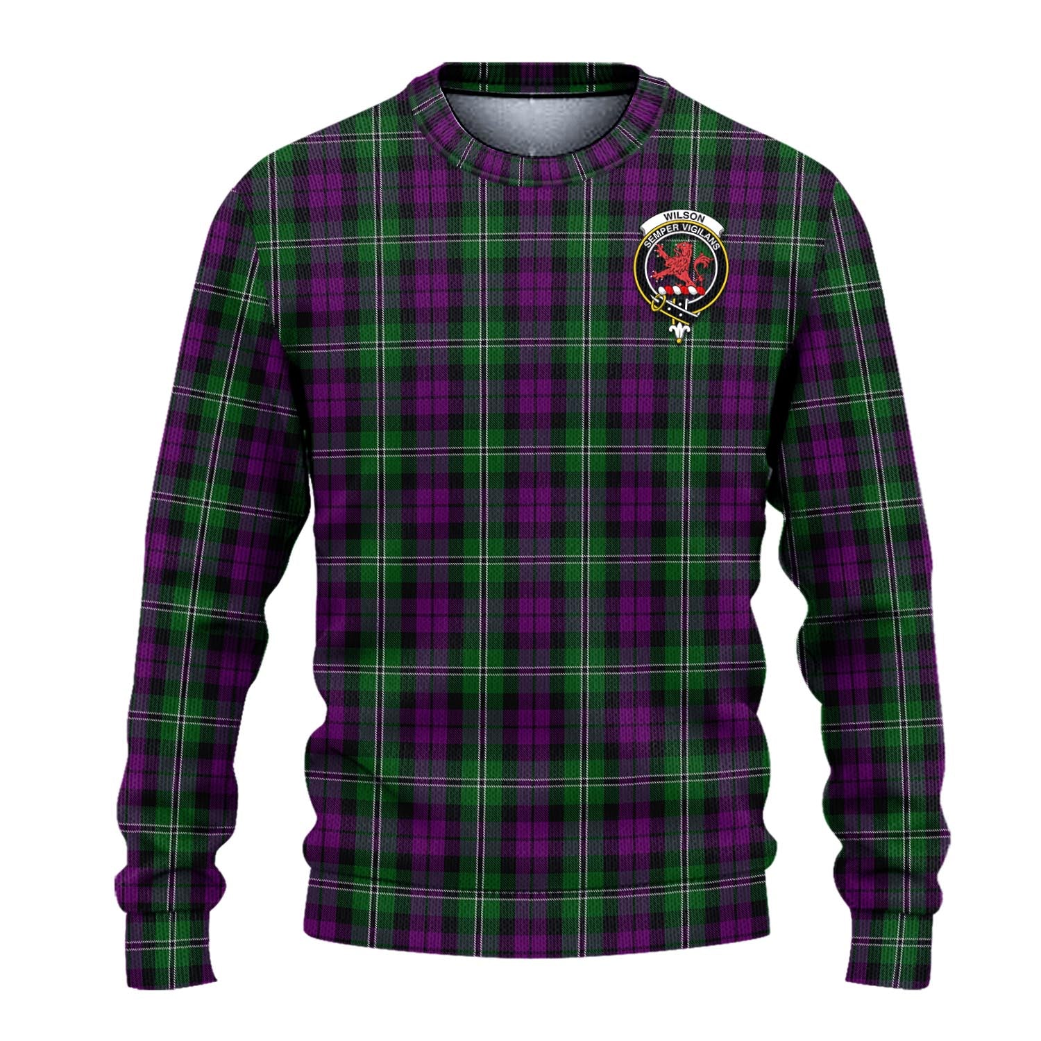 Wilson Tartan Knitted Sweater with Family Crest - Tartanvibesclothing