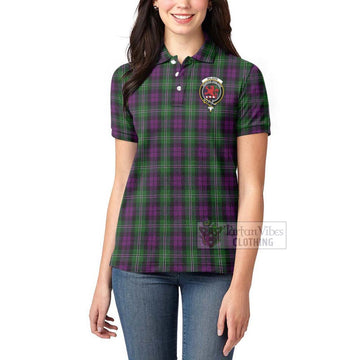 Wilson Tartan Women's Polo Shirt with Family Crest Celtic Skull Style - Tartan Vibes Clothing