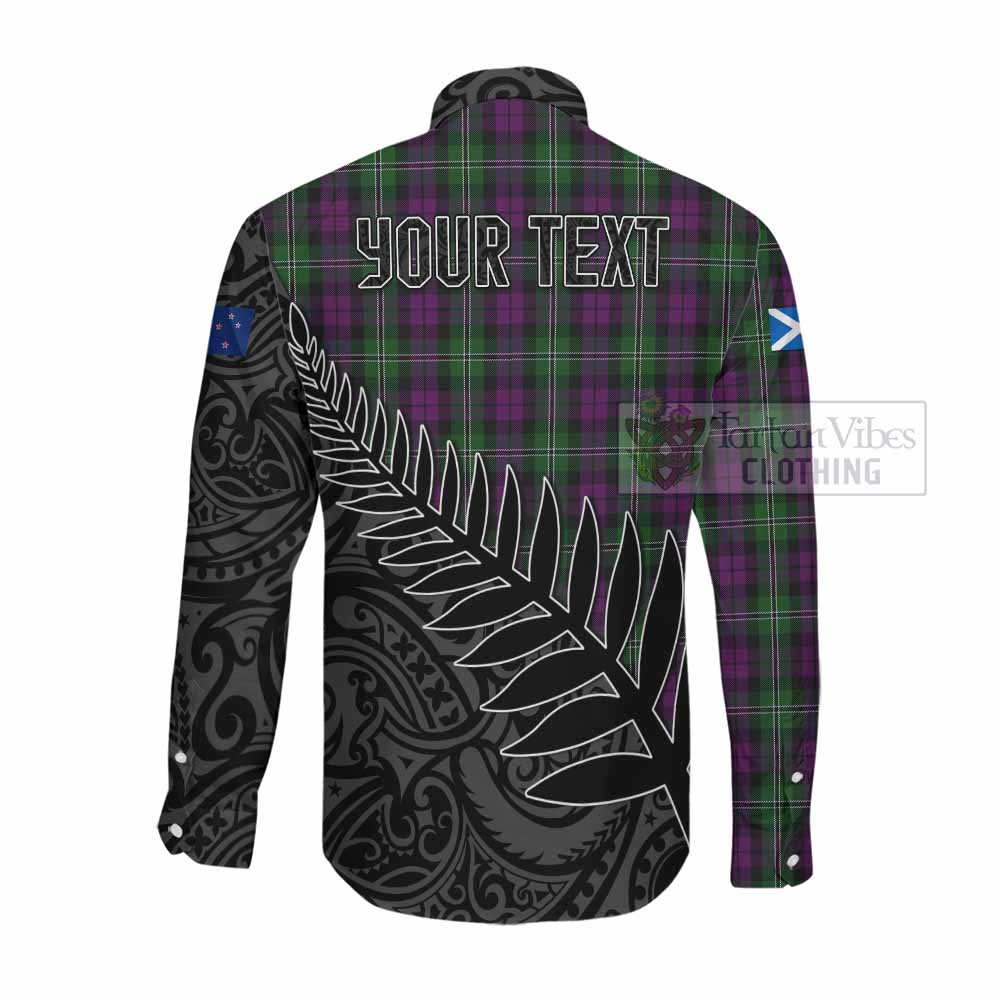 Tartan Vibes Clothing Wilson Crest Tartan Long Sleeve Button Shirt with New Zealand Silver Fern Half Style