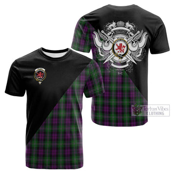 Wilson Tartan Cotton T-shirt with Family Crest and Military Logo Style