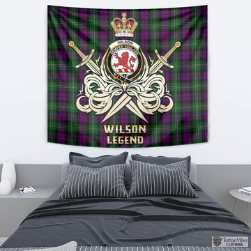 Wilson Tartan Tapestry with Clan Crest and the Golden Sword of Courageous Legacy