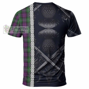 Wilson Tartan T-Shirt with Family Crest Cross Sword Thistle Celtic Vibes