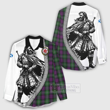 Wilson Tartan Clan Crest Women's Casual Shirt with Highlander Warrior Celtic Style