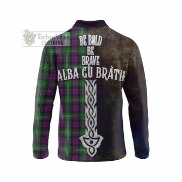 Wilson Tartan Family Crest Long Sleeve Polo Shirt Alba Gu Brath Be Brave Lion Ancient Style - Tartan Vibes Clothing