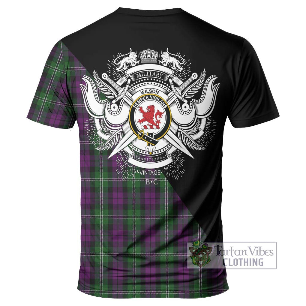 Wilson Tartan T-Shirt with Family Crest and Military Logo Style - Tartan Vibes Clothing