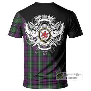 Wilson Tartan T-Shirt with Family Crest and Military Logo Style