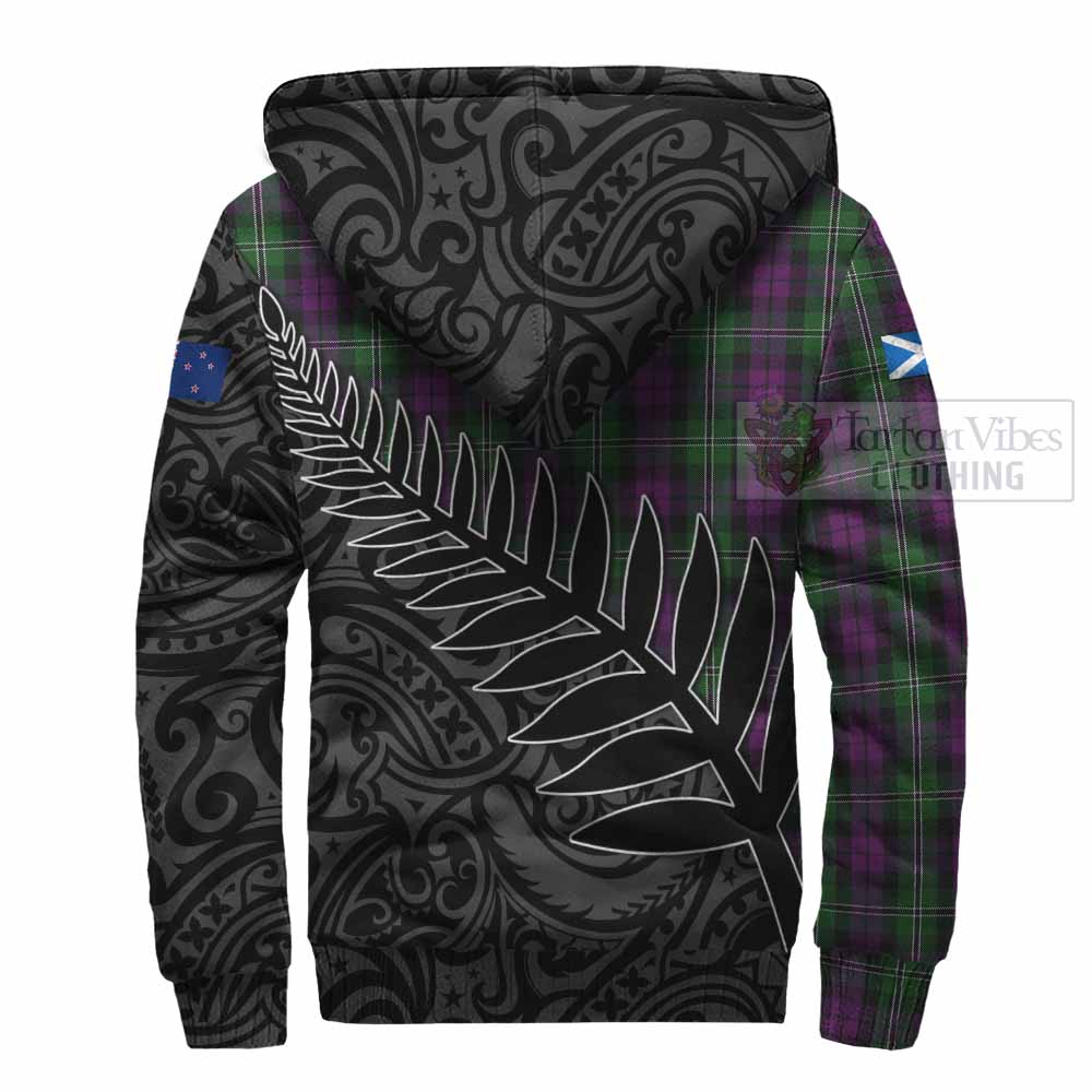 Tartan Vibes Clothing Wilson Crest Tartan Sherpa Hoodie with New Zealand Silver Fern Half Style